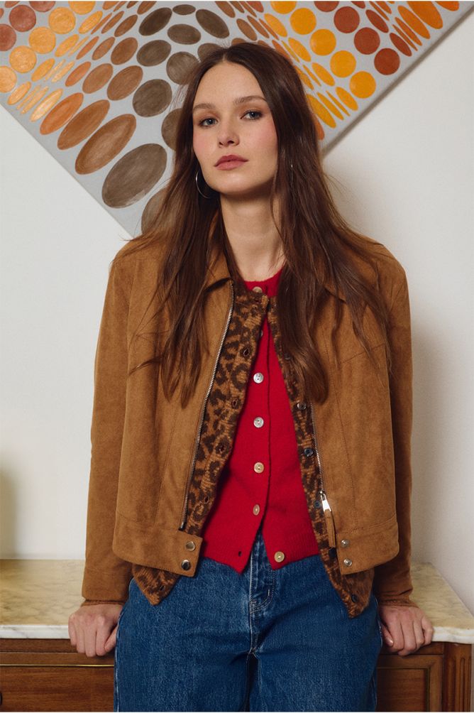 Cardigan boutonné, léopard