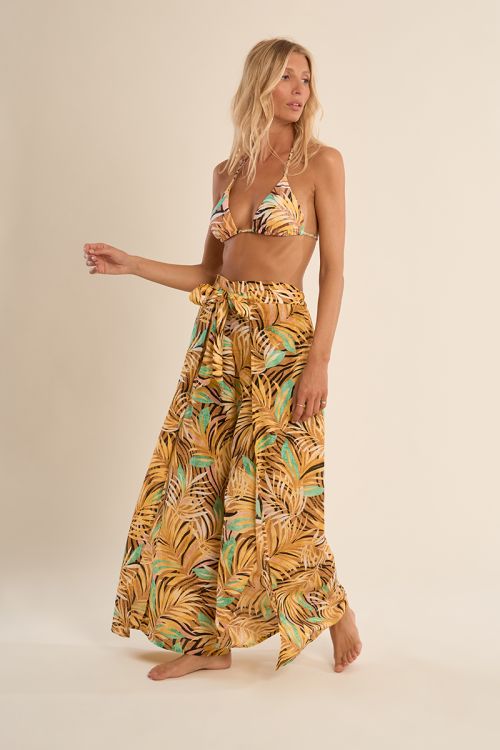 Pantalón de mujer largo, con lazada.
