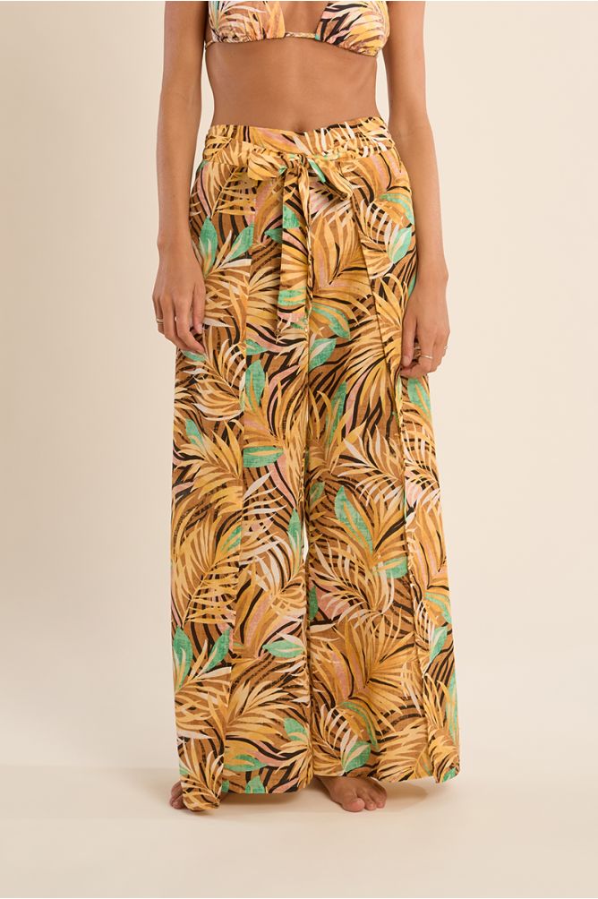 Pantalón de mujer largo, con lazada.