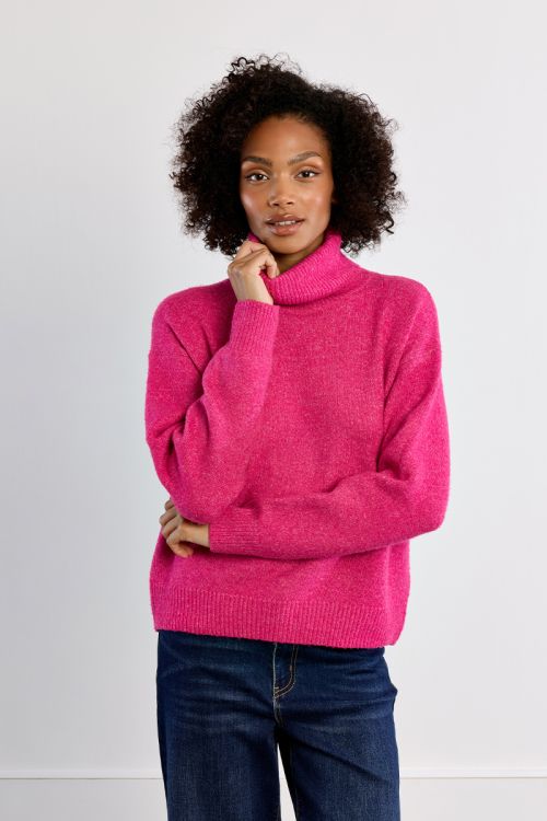 Pull col roulé uni