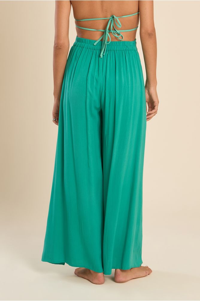 Pantalon large ceinture à nouer