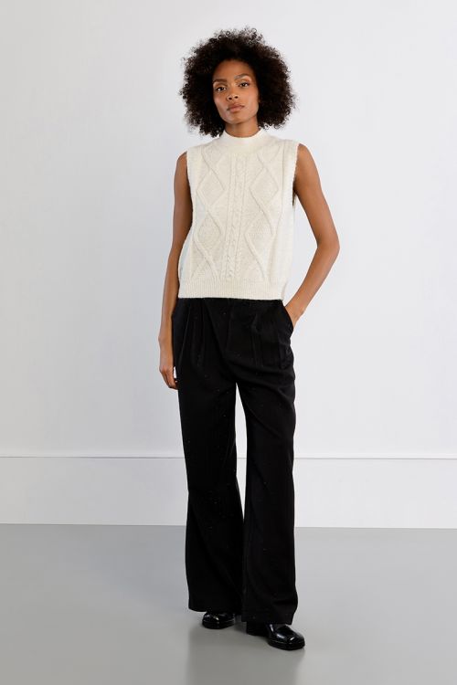 Pull sans manches en maille torsadée