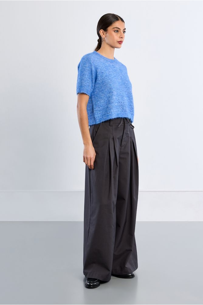 Pull en maille manches courtes, uni