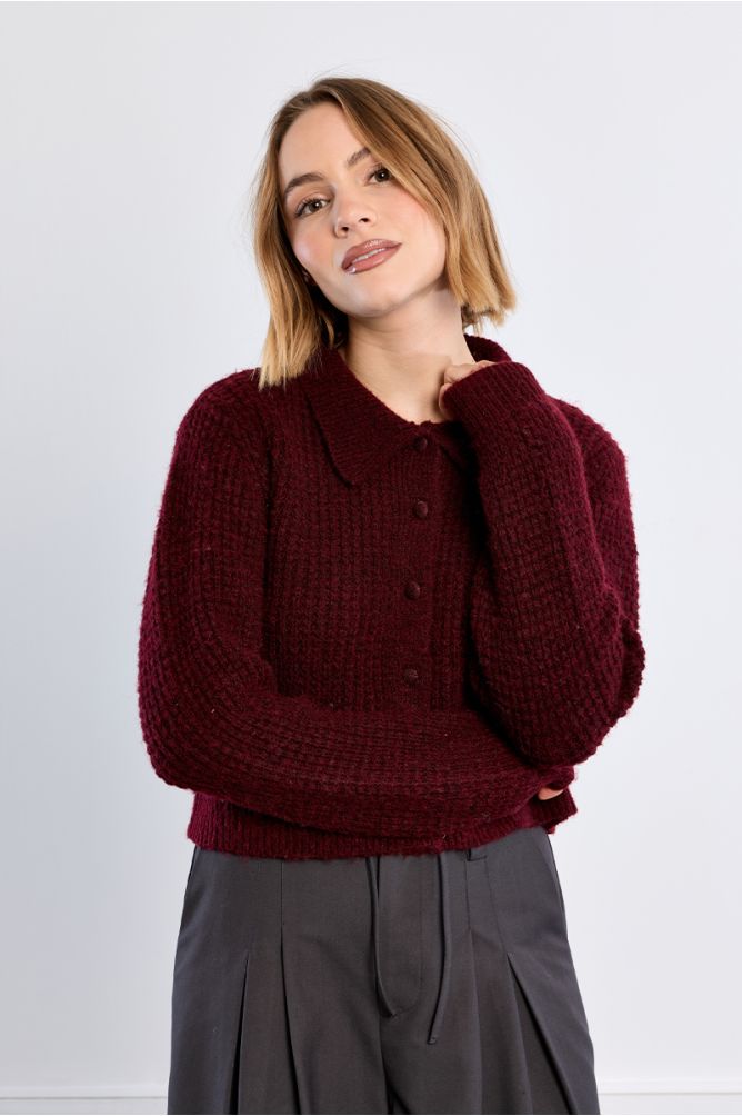 Buttoned cardigan, Preppy collar