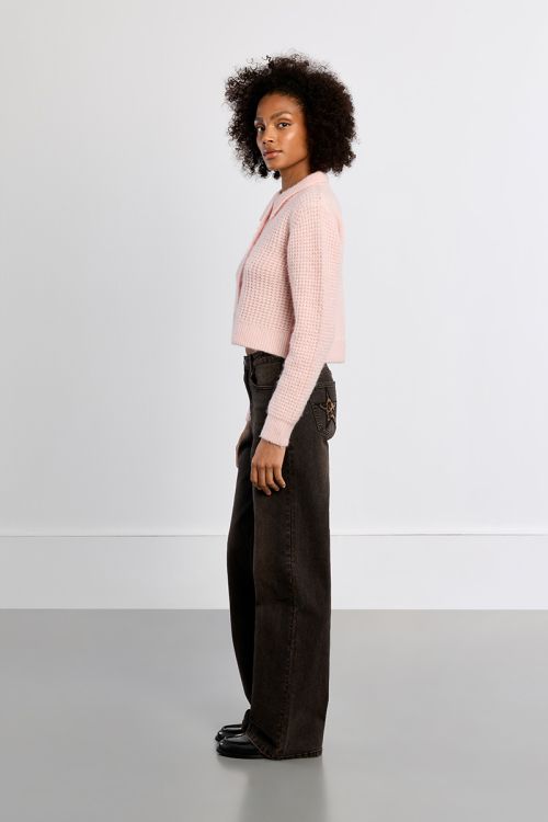 Cardigan boutonné, col Preppy