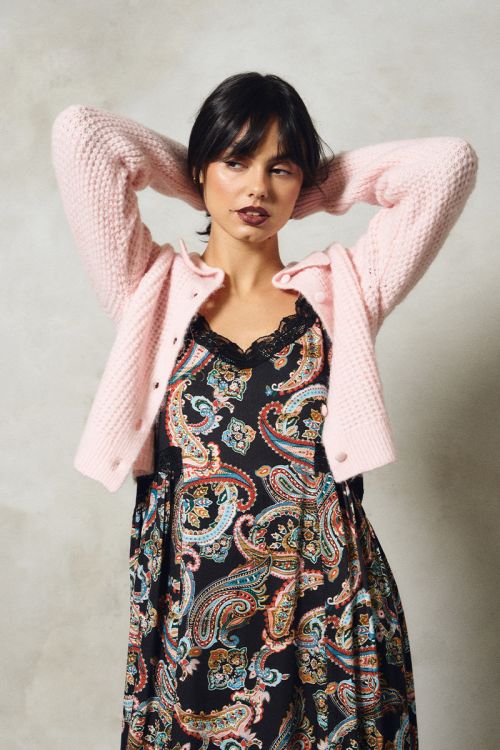 Cardigan boutonné, col Preppy