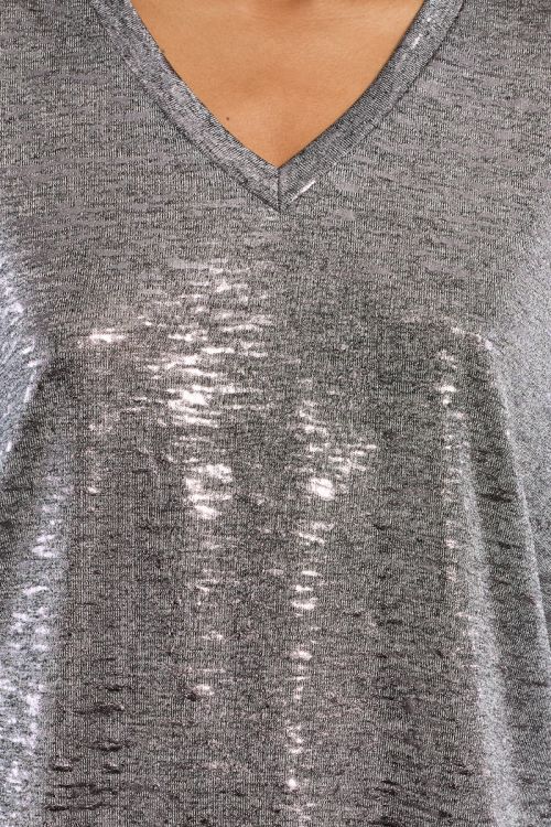 Camiseta de manga corta en tejido brillante