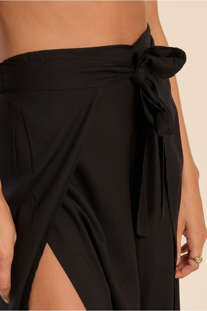 Wide waistband tie pants