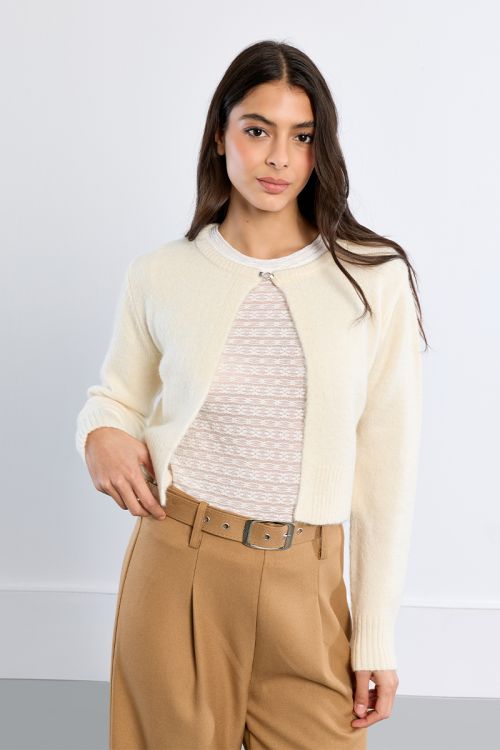 Fluffy knit open cardigan