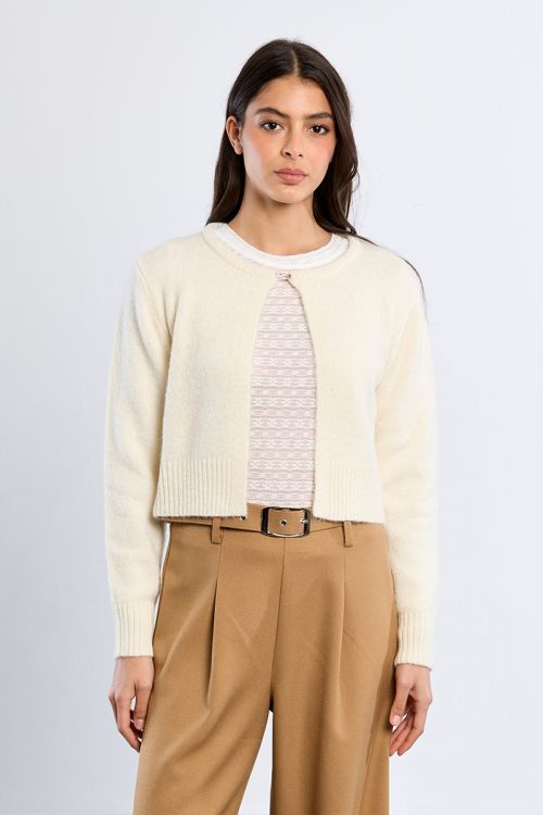 Fluffy knit open cardigan