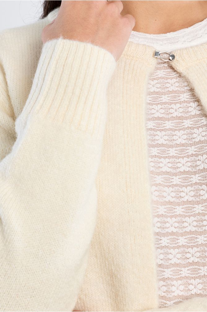 Fluffy knit open cardigan