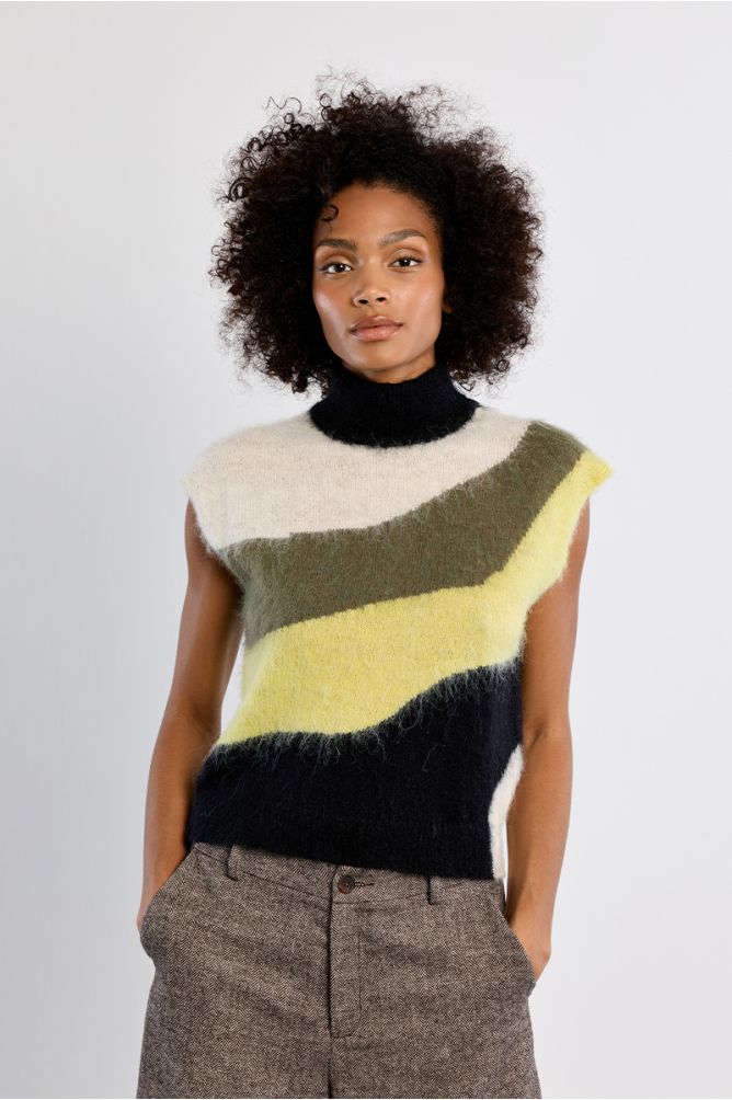 Pull en maille brossée, sans manches