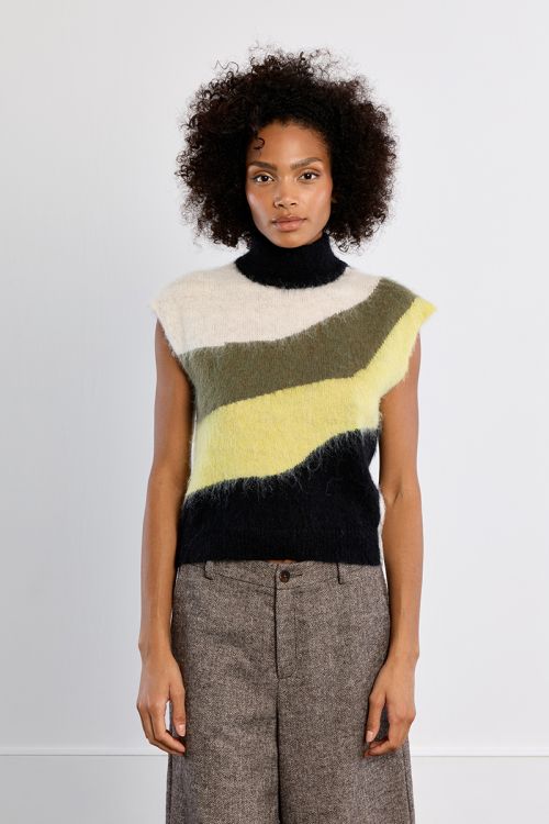 Pull en maille brossée, sans manches