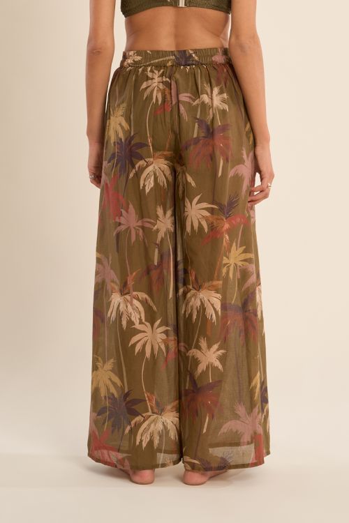 Pantalon large imprimé et ceinture à nouer