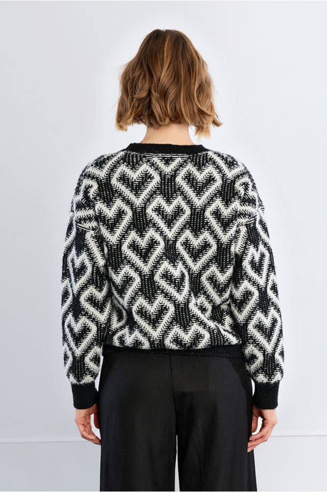 Pull jacquard à cœurs