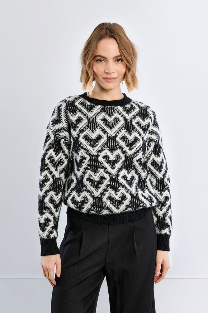 Pull jacquard à cœurs