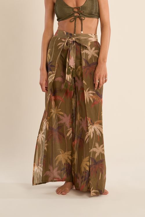 Pantalón de mujer largo, con lazada.