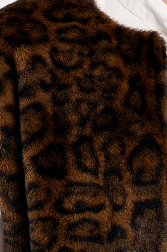 Veste sans manches en fausse fourrure, léopard