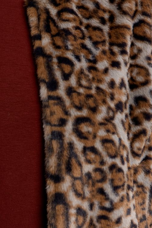 Sleeveless faux fur jacket, leopard
