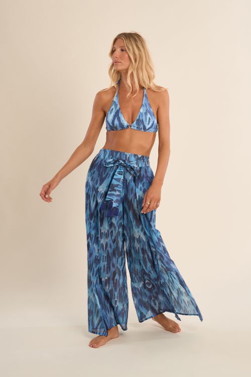 Pantalón de mujer largo, con lazada.