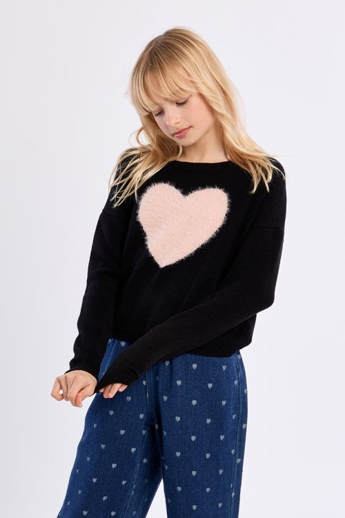 Jersey de manga larga y estampado corazón