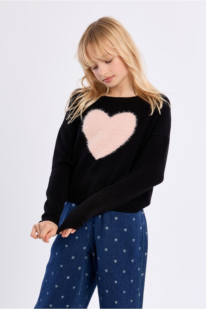 Jersey de manga larga y estampado corazón