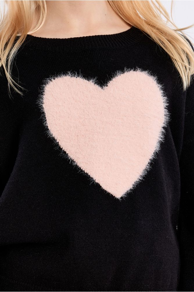 Knitted sweater, heart pattern
