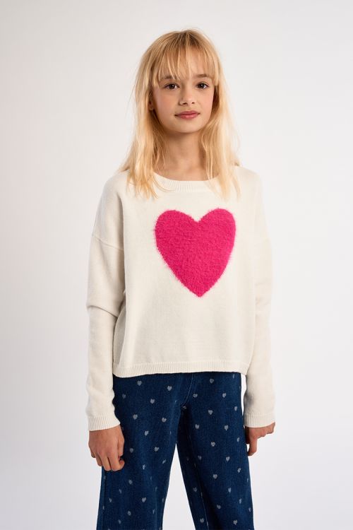 Knitted sweater, heart pattern