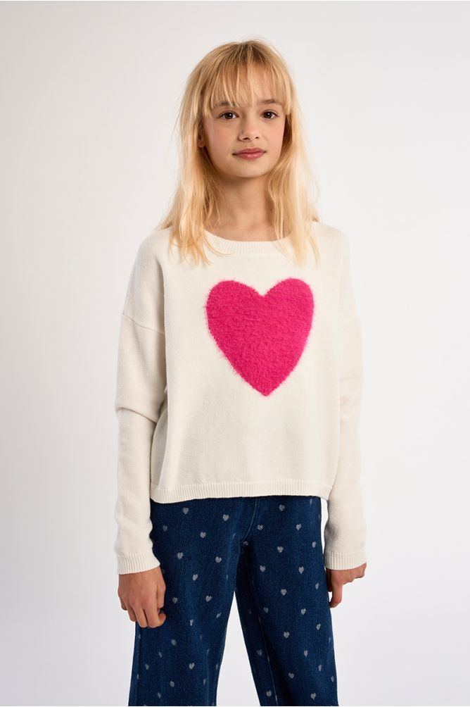 Pull en maille, motif cœur