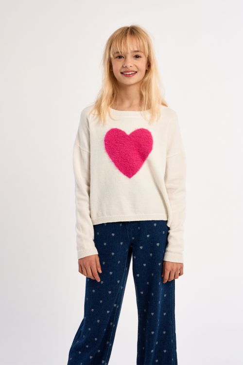 Pull en maille, motif cœur