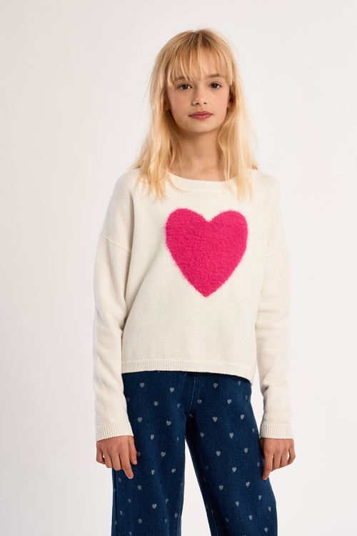 Pull en maille, motif cœur
