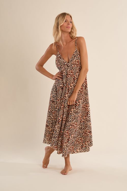 Longue robe fluide, imprimée