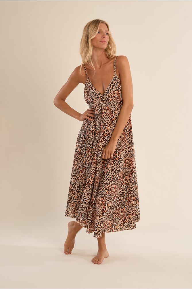 Longue robe fluide, imprimée