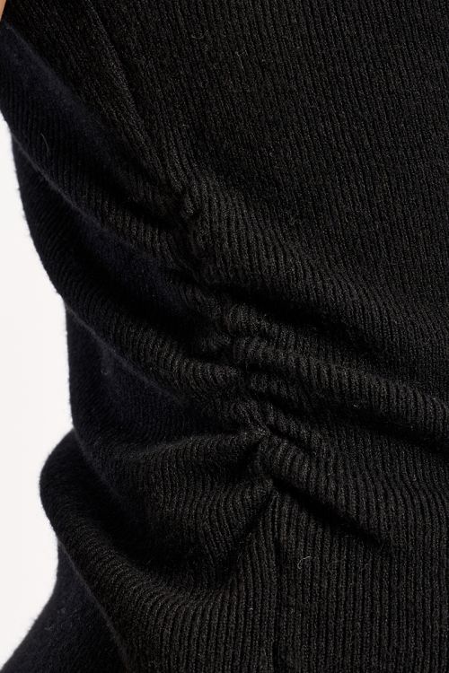 Ruched top, stand-up collar