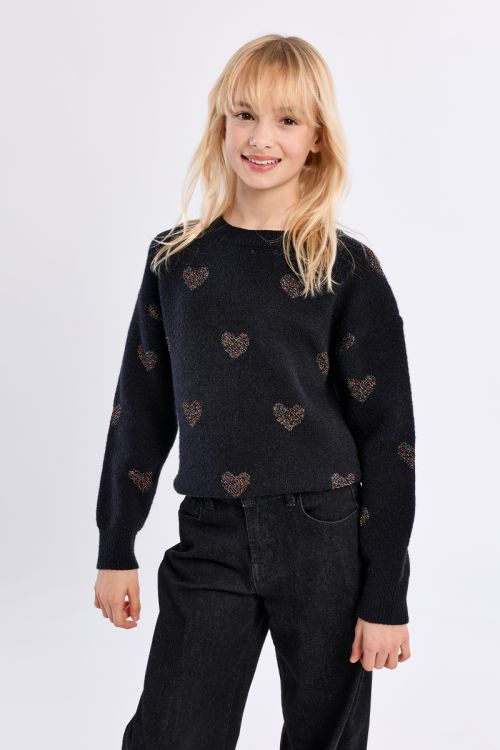 Pull en maille, imprimé cœurs