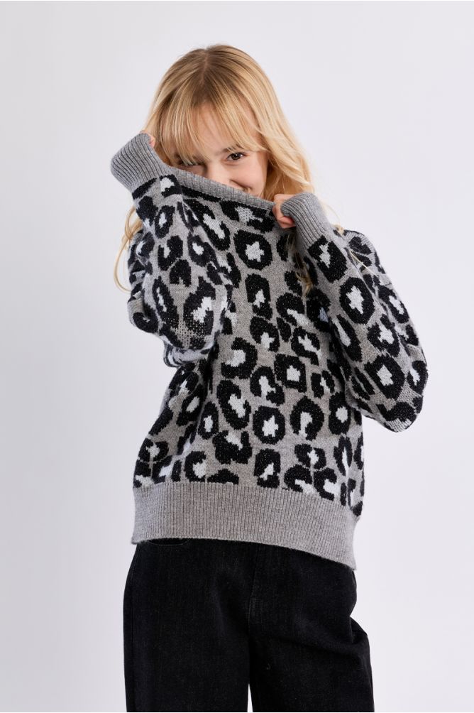 Jersey de manga larga y estampado animal