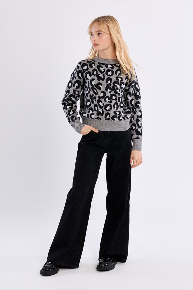 Pull en maille, imprimé léopard