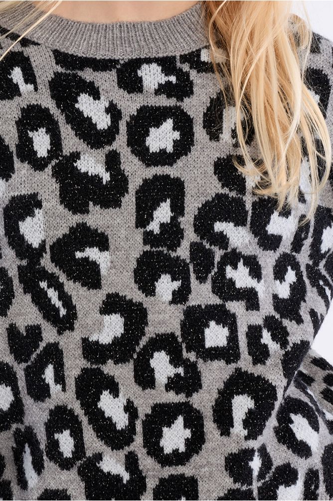 Pull en maille, imprimé léopard