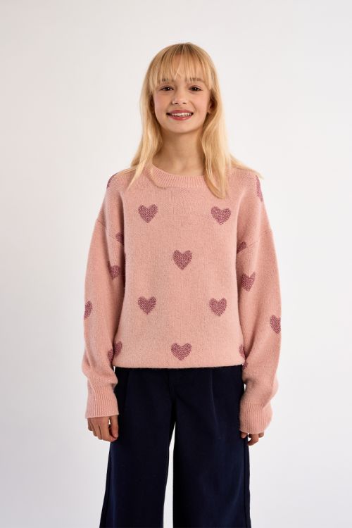 Pull en maille, imprimé cœurs