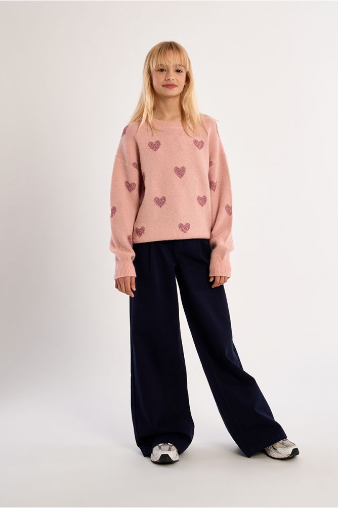 Pull en maille, imprimé cœurs