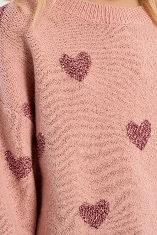 Knitted sweater, heart print