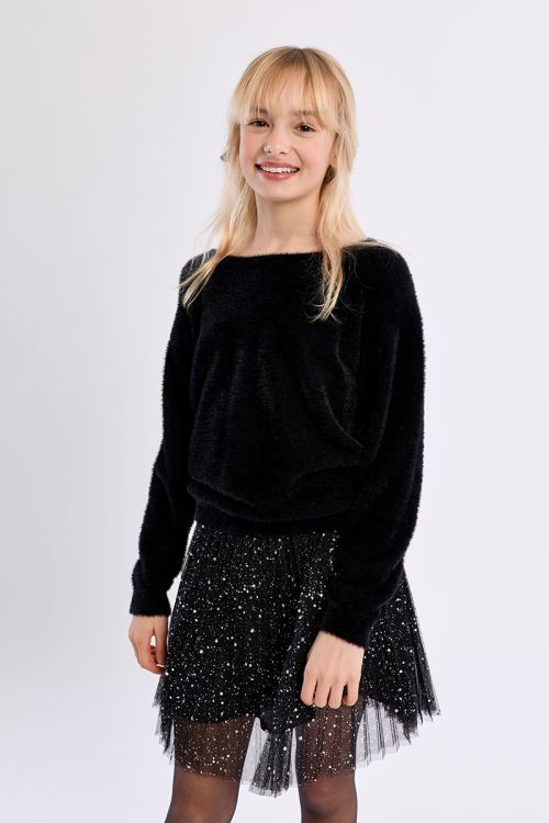 Pull duveteux col rond