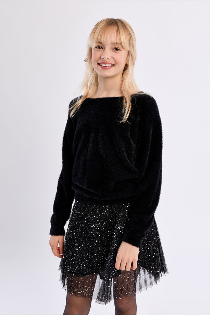Pull duveteux col rond