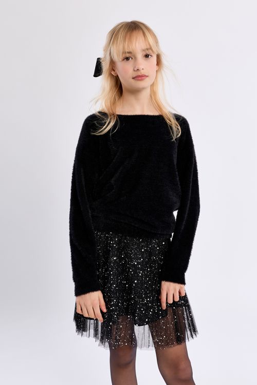 Pull duveteux col rond