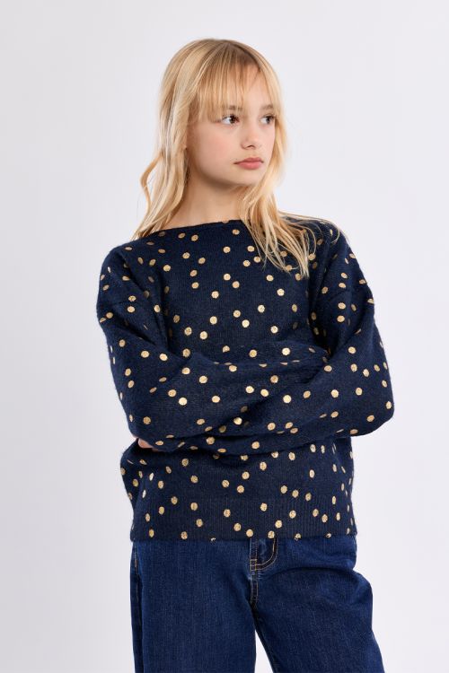 Pull en maille, imprimé pois