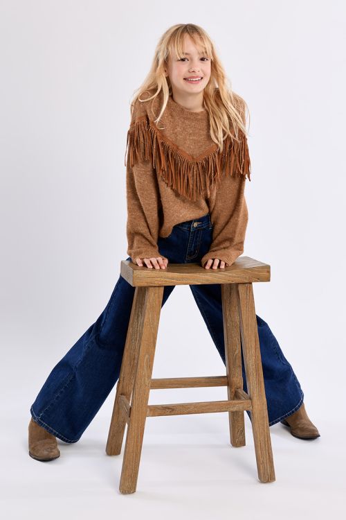 Knitted sweater, fringe detail