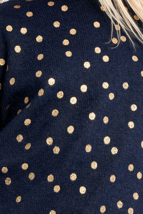 Knitted sweater, polka dot print