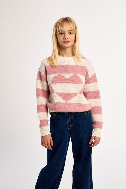 Pull à rayures, motif cœur