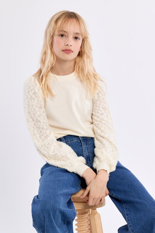 Pull en maille, manches fantaisie