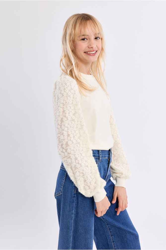 Pull en maille, manches fantaisie
